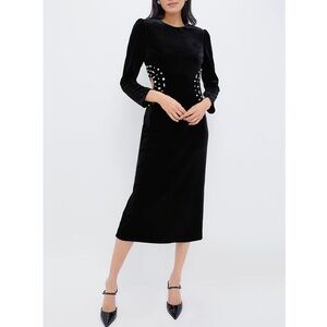 Tuckernuck Black Velvet Dress with White Accents